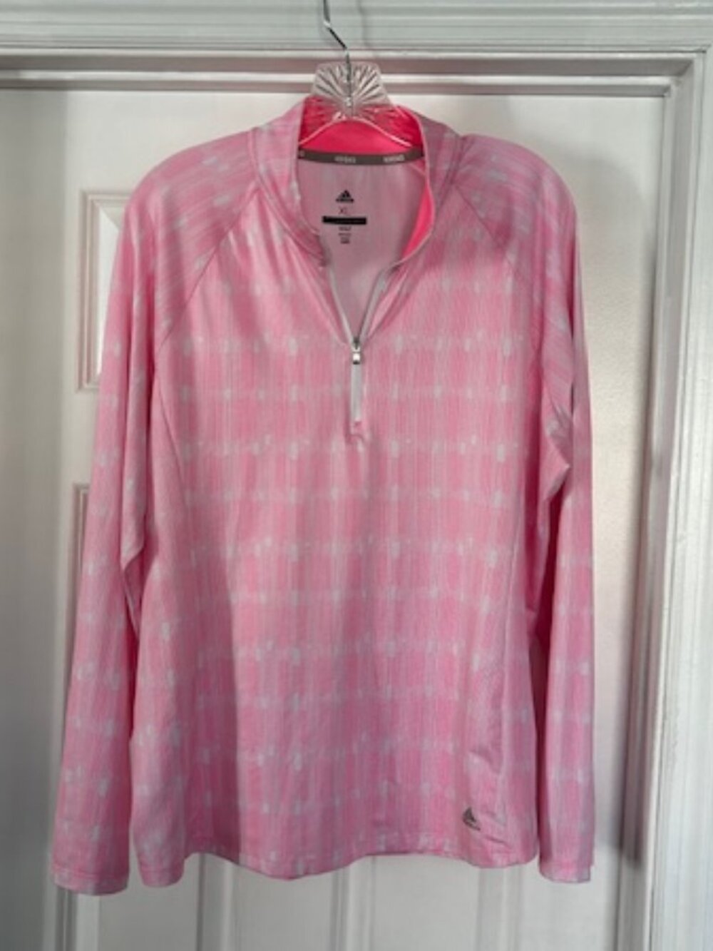 Adidas Golf Pink & White Half-Zip Performance Pullover XL
